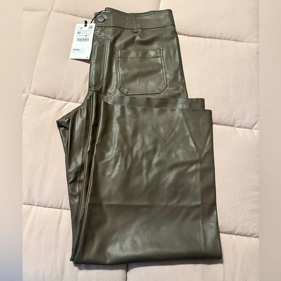 Zara , The Marine Pant Brown Wide-Leg Women's Pants size 42 - Picture 5 of 5